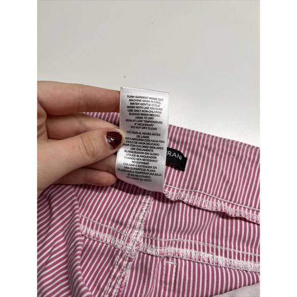 Mario Serrani Italy Pants Small Crop Striped Pull On Stretch Skinny Pink White - Picture 9 of 14